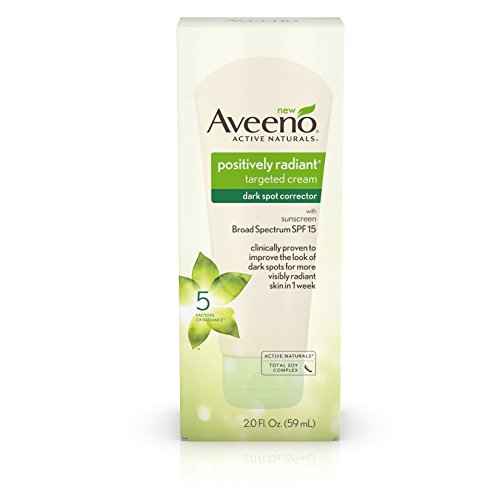 Aveeno Positively Radiant Targeted Cream Dark Spot Corrector with SPF 15 Sunscreen & Moisture-Rich Soy Complex, Oil-Free, Hypoallergenic & Non-Comedogenic, 2.0 fl. oz