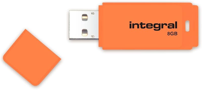 Integral Neon 8GB USB 2.0 Flash Drive - Orange