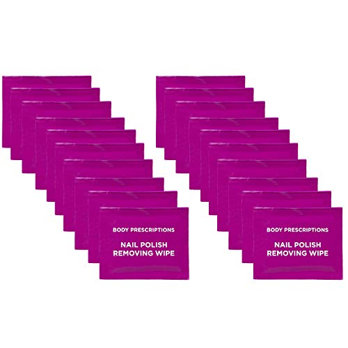 40 Nail Polish Remover Wipes - 2 pack (20 Count Each) of Nail Polish Remover Wipes Individually Wrapped by Body Prescriptions (Purple Packaging)