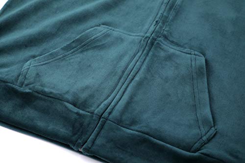 Dolcevida Women's Active Solid Velour Tracksuit Zip up Hoodie & Pullover Sweatshirts and Sweat Pant Sweatsuit (Green, M)