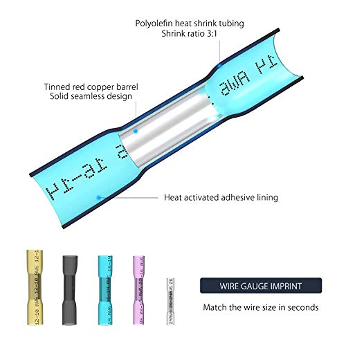 Blue Wire Connectors 100-Pack Blue 3M Heat Shrink Butt Connectors - Foto 9
