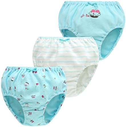 Yahangkj 3 Pack Girls Brief Cotton Underwear UG (4T-5T, Blue)