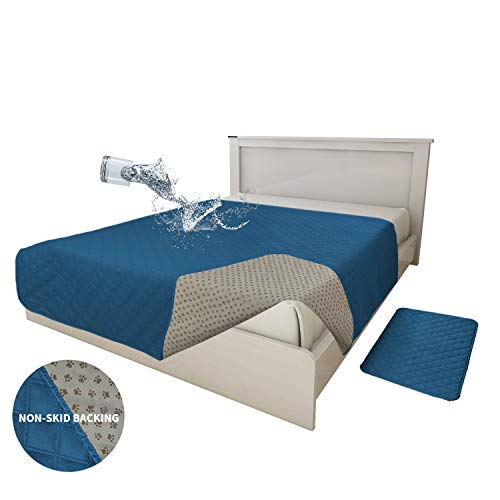 Easy-Going 100% Waterproof Dog Bed Cover Furniture Protector Sofa Cover Non-Slip Washable Reusable Incontinence Bed Underpads for Pets Kids Children Dog Cat(52×82 in,Peacock Blue)
