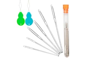 Hekisn Large-Eye Blunt Needles, 6 Piece Pro Quality Stainless Steel Yarn Knitting Needles, Sewing Needles, Crafting Knitting Weaving Stringing Needles (6 Pieces)