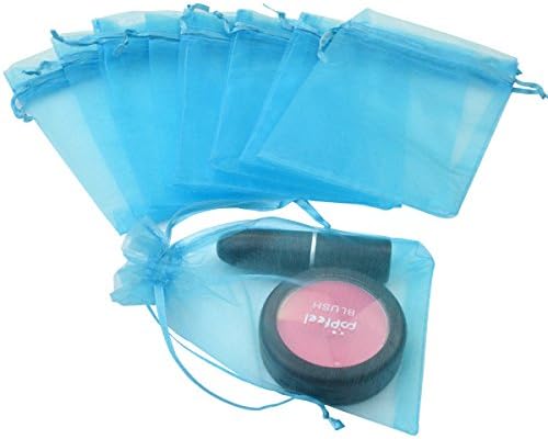 100pcs Organza Bags-Tojwi 3.94"x5.91" Drawstring Pouches Jewelry Candy Gift Favor Bag for Party Wedding Storage Bags(10x15cm, Light Blue)