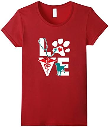 Women's Love All Animals Veterinarian Shirt Large Cranberry