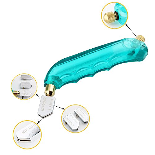 KINYOOO Professional Heavy Duty Pistol Grip Oil Feed Glass Cutter with Extra Replaceable Head and Oil Reservoir- 2mm-6mm / 6mm-12mm / 12mm-20mm. - Thumbnail 3