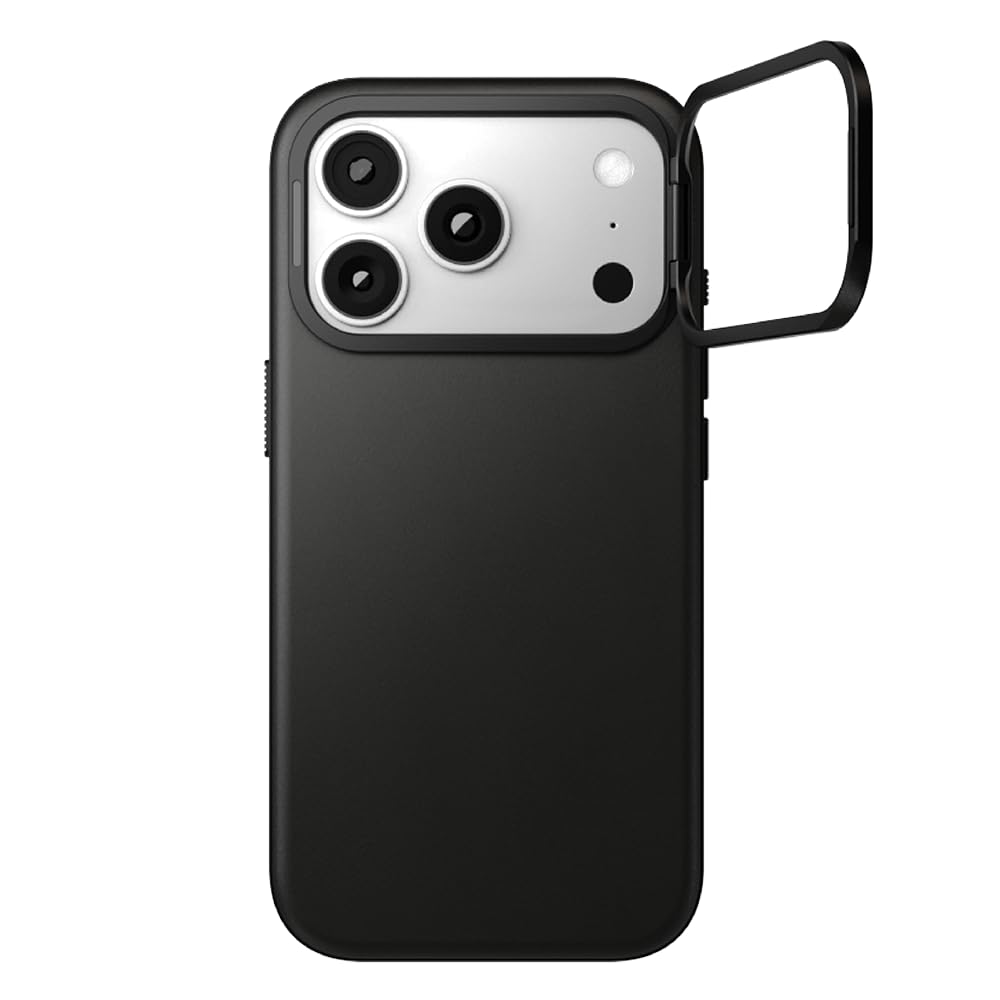 Photo 1 of **MISSING CAMERA COVER*** POUT CaseLoop Leather for iPhone 17 Pro – Netherlands Full-Grain Leather Case,Compatible with MagSafe,0–120° Magnetic Stand Ring,Oil-Waxed Veg-Tan Finish,Camera Button, Aluminum Bezel - Danish Black