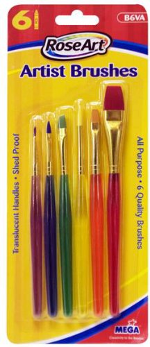 UPC 072348000066, RoseArt Artist Brushes with Translucent Barrels, Assorted Sizes, 6-Count, Packaging May Vary (B6VA-72)