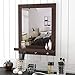 Homfa Bathroom Wall Mirror Vanity Mirror Makeup Mirror Framed Mirror with Shelf and 3 Hanging Hooks Multipurpose for Home, Dark Brown