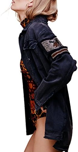Bessla Women Cotton Casual Embellished Top Military Wind Shirt Jacket Trenchcoat