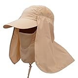Summer Sun Hat By Page One,360°Outdoor Sun Protection Fishing Hat With Removable Neck&Face Flap Cover,UPF 50+ Cap For Men And Women