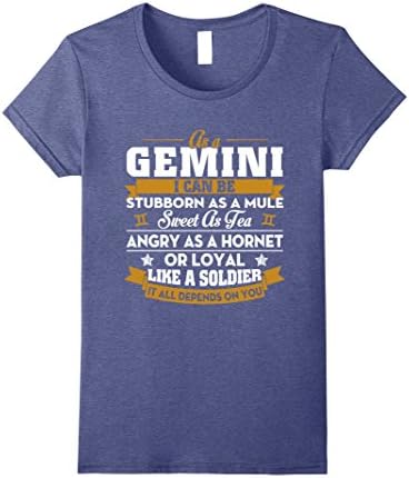 Womens Zodiac Gemini T Shirts Horoscope Month Angry As A Hornet Large Heather Blue