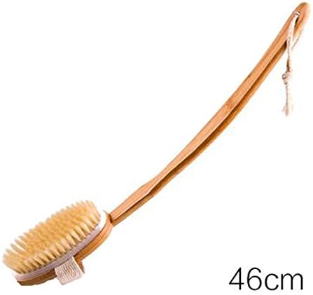 ZHIHUI Bath Brush Curved Body Brush Back Scrubber Skin Massage with Soft Natural Boar Bristles and Detachable Long Handle,A