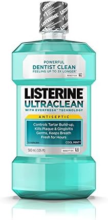 Listerine Ultraclean Cool Mint Antiseptic Mouthwash, Oral Care For Fresh Breath, 500 ml - Pack of 3