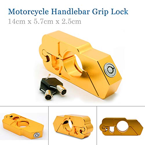 Soosee Motorcycle Lock - Universal  alloy CNC Motorcycle Handle Throttle Grip Security Lock with 2 Keys to Secure a Bike, Scooter, Moped or ATV in Under 5 Seconds (Gold) - Thumbnail 4