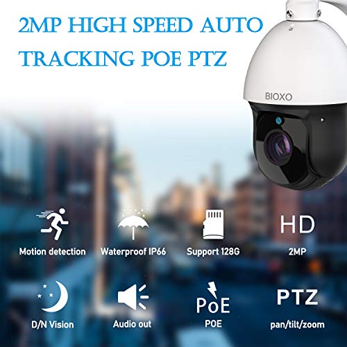 PoE Ptz Camera, Bioxo 1080P High Speed 20X Optical Zoom PoE IP Camera Outdoor, 328ft Night