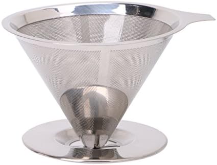 Zczhang fish858 Stainless Steel Mesh Coffee Filter Paperless Pour Over Cone Dripper Reusable