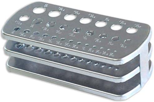 QUIX Tri-Level Drill Bit Metal Stand, 5.75" x 1.75", With Room For 29 Bits In Sizes From 1/16" to 1/2": TZ02-05100