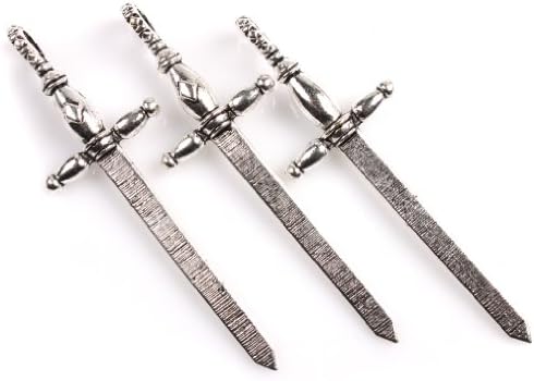 Vintage Silvery Plated Sword Style Alloy Charms Metal Findings 20