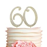 60 GOLD Cake Topper | Premium Sparkly Crystal Diamond Rhinestone Gems | 60th Birthday or Anniversary Party Decoration Ideas | Perfect Keepsake (60 Gold)