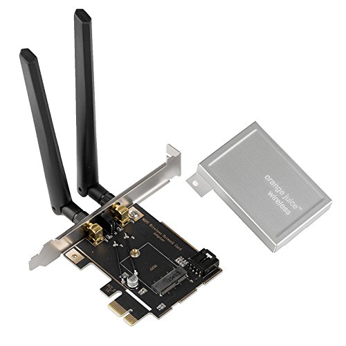 Orange Juice M.2 NGFF Wireless To Desktop PCI Express Card Converter, PCI-e X1 Network WiFi Bluetooth Adapter, Dual 6dBi Antenna