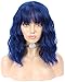 Lizzyhair Short Wavy Wig with Bangs for Women Bob Wave Wigs for Black Women 18Inch Fashion Style Synthetic Heat Resistant for Daily Party Use