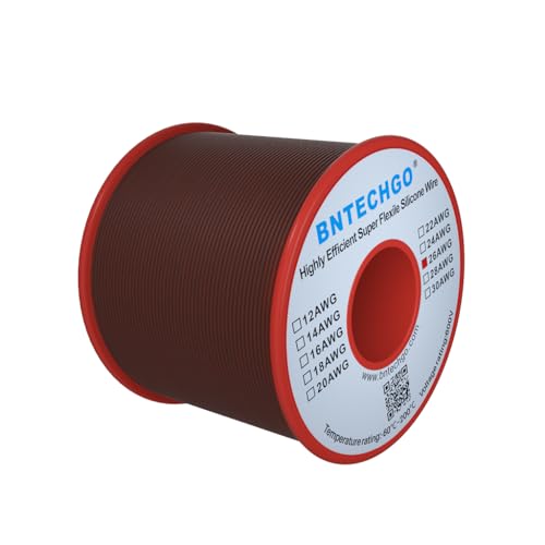 BNTECHGO 26 Gauge Silicone Wire Spool Brown 250 ft Ultra Flexible High Temp 200 deg C 600V 26 AWG Silicone Rubber Wire 30 Strands of Tinned Copper Wire Stranded Wire for Model Low Impedance — image 1