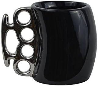 Black Fist Cup Knuckle Duster Handle Coffee Tea Milk Mug Ceramic Gag Gift Joke!