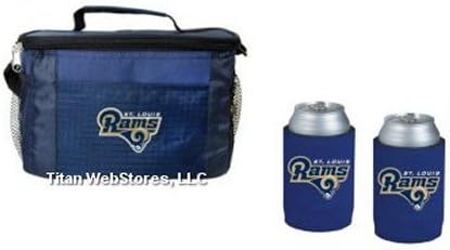 NFL Football Tailgating Picnic Cooler &amp; Neoprene Can Insulator (2) Gift Set (Rams (LA))