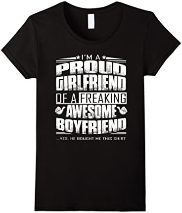 Women's I'm a proud girlfriend of a freaking awesome boyfriend shirt Large Black