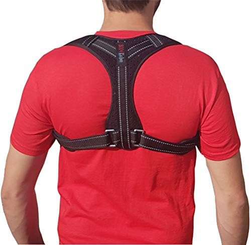 Premium Back Posture Corrector Brace Support Strap for Men & Women. Relieve Pain in Shoulders, Neck, Upper Body & Spine + Strengthen Muscles with Free Loop Resistance Band