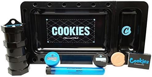 Bundle 6 Items - Cookies Rolling Tray Black, Mini Jars, Hydrostone, Silicone Containers and Doob Tube by Cookies Harvest Club