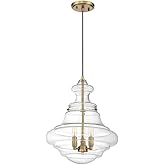 Meridian M70058NB 3 Light Pendant in Mid-Century Modern Style-18.38 Inches Tall and 15 Inches Wide, Finish Color: Natural Bra