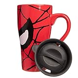 Silver Buffalo MC7088 Marvel Comics Spider-Man Eyes Ceramic Travel Mug with Friction Lid, 18-Ounces