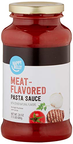image for Amazon Brand - Happy Belly Meat-Flavored Pasta Sauce, 24 oz (Pack of 6