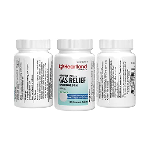 Heartland Pharma Simethicone 80mg Gas Relief Chewable Tablet Made in
