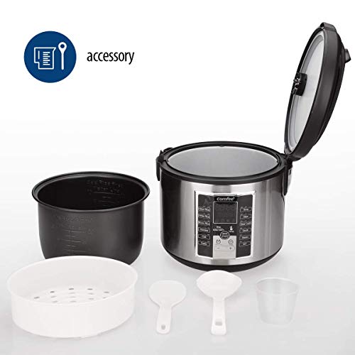 Comfee MB-M25 20 Cup (Cooked) Professional Digital Rice Cooker, Multi Cooker, Food Steamer, Stainless Steel Exterior (Renewed) - Thumbnail 7