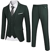 COOFANDY Men's 3 Piece Wedding Suit Set One Button Slim Fit Jacket Blazer Vest Pants Set Groom Prom Tuxedo Suits