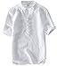 utcoco Men's Vintage Round Collar Chinese Style Henley Shirts Short Sleeve Tops