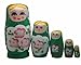 Green Set of 5 Cutie Nesting Dolls Matryoshka Madness Russian Doll