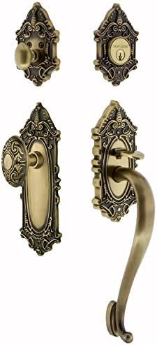 NostalgicWarehouse 719437 Victorian S Grip Entry Set, Backset - 2.375", Antique Brass
