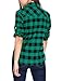 Allegra K Women's Saint Patrick's Day Roll Up Long Sleeves Buttoned Up Plaids Shirt Large Green Black