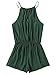 Romwe Women's Casual Embroidered Tape Detail Cami Romper Jumpsuit with Pockets Green M
