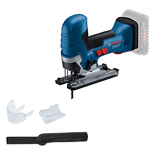 Bosch PRO 18V System Akku Stichsäge GST 18V-125 S (ideal für Kurven- und Abschnitte, SDS-Sägeblatthalter, inkl. 1x Stichsägeblatt, Absaug-Set)