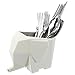 Elephant Plastic Kitchen Cutlery Drainer - Dinnerware Utensils Storage, Tooth Brushes Organizer for Bathroom, Sink, Bedroom Cosmetic Organized Holder, Storage Box - White, 6 x 4.75 x 3.75 Inches