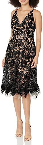 dress the population claudette Dress the Population Women's Claudette Lace Sheath Midi Dress Dress, Black/Nude, S at Amazon Women's Clothing store