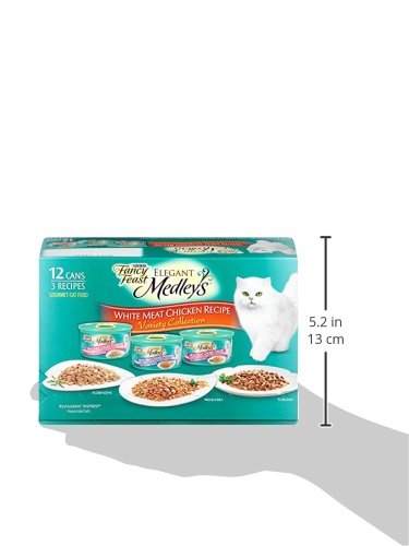 PURINA FANCY FEAST WET CAT FOOD VARIETY PACK, MEDLEYS WHITE MEAT CHICKEN IN SAUCE COLLECTION – (PACK OF 12) 3 OZ. CANS