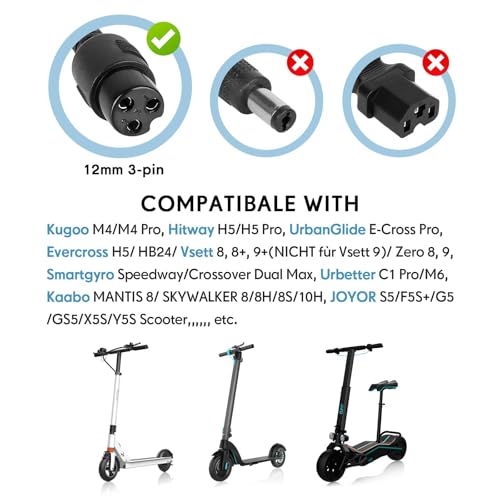 Electric Scooter Charger, 54.6V 2A Scooter Charger, Fast Battery Charger for Electric Scooters, Mobility Scooters Battery Recharge, 48V Universal Power Adapter Chargering for Lithium Battery