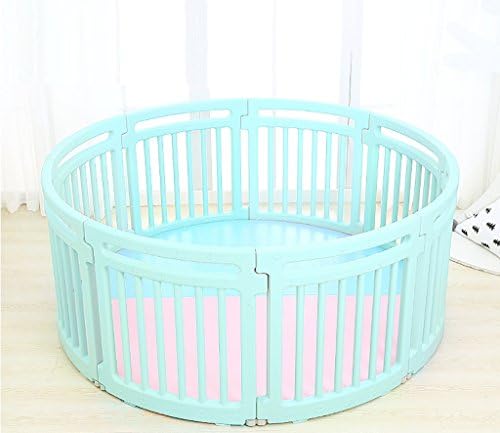 Baby Playpen Kids Activity Centre Safety Play Yard Home Indoor Outdoor New Pen (multicolour, Classic Set 8 Round Panel) With Two-color Floor Mat (Color : Blue)